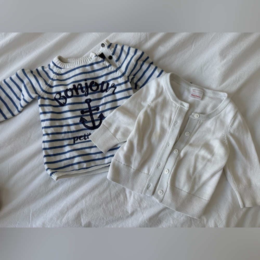 Hanna Andersson 12 month baby nautical summer sweaters set of 2 Cardigan, stripe